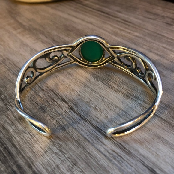 Carolyn Pollack Sterling Paradise Green Chalcedony Cuff Bracelet 💚 - Picture 3 of 9